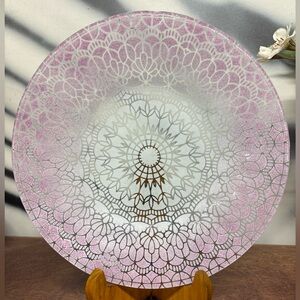 Handmade Sydenstricker Pink Art Fused Glass Decorative Plate